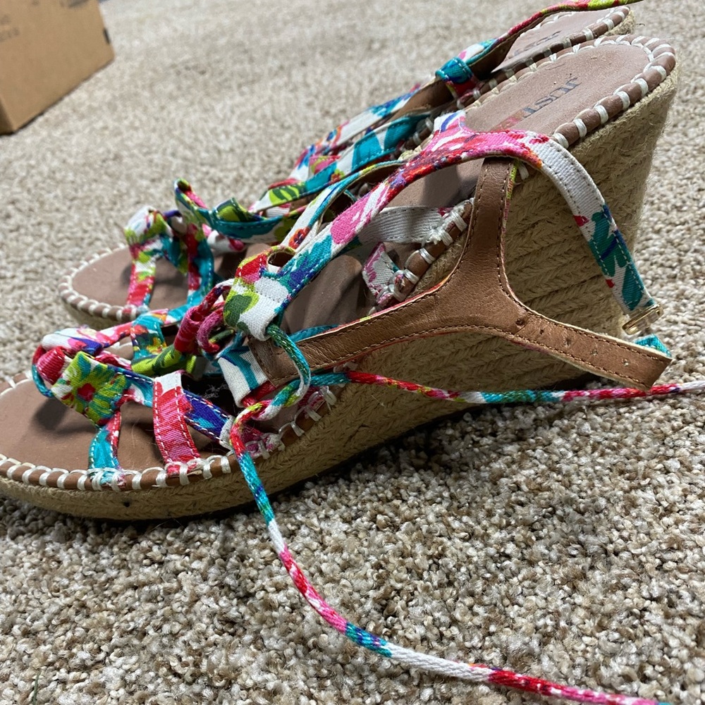 Colorful used wedges size 10